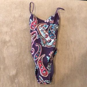 Purple flower floral one piece baiting suit